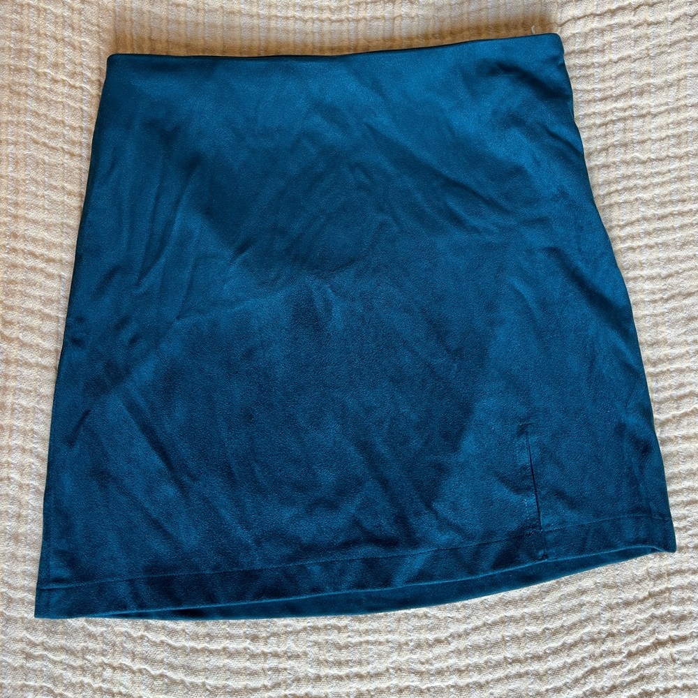 Blue/Green Velour Mini Skirt